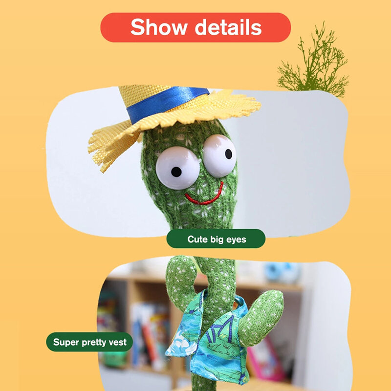 2021 novo engraçado 32 cm dança elétrica planta cactus brinquedo de pelúcia com música crianças presentes quarto escritório decorações