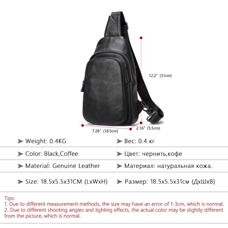 WESTAL Sling Bag Men's Genuine Leather Shoulder Bags for Men Fashion Casual Messenger Bag Men Crossbody Bags Leather Chest Pack