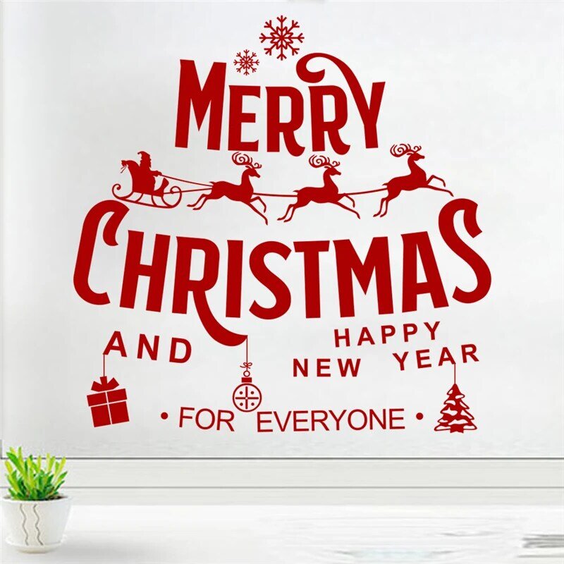 2022 Счастливого Рождества настенные наклейки для гостиной магазина окна домашний декор роспись искусство с новым годом настенные наклейки ...