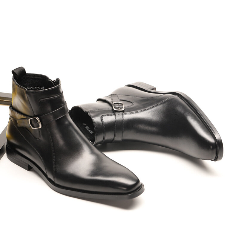 Zapatos de vestir de piel sintética para hombre, calzado de negocios con forro interior de piel de vaca, con cremallera, nuevo, KV162