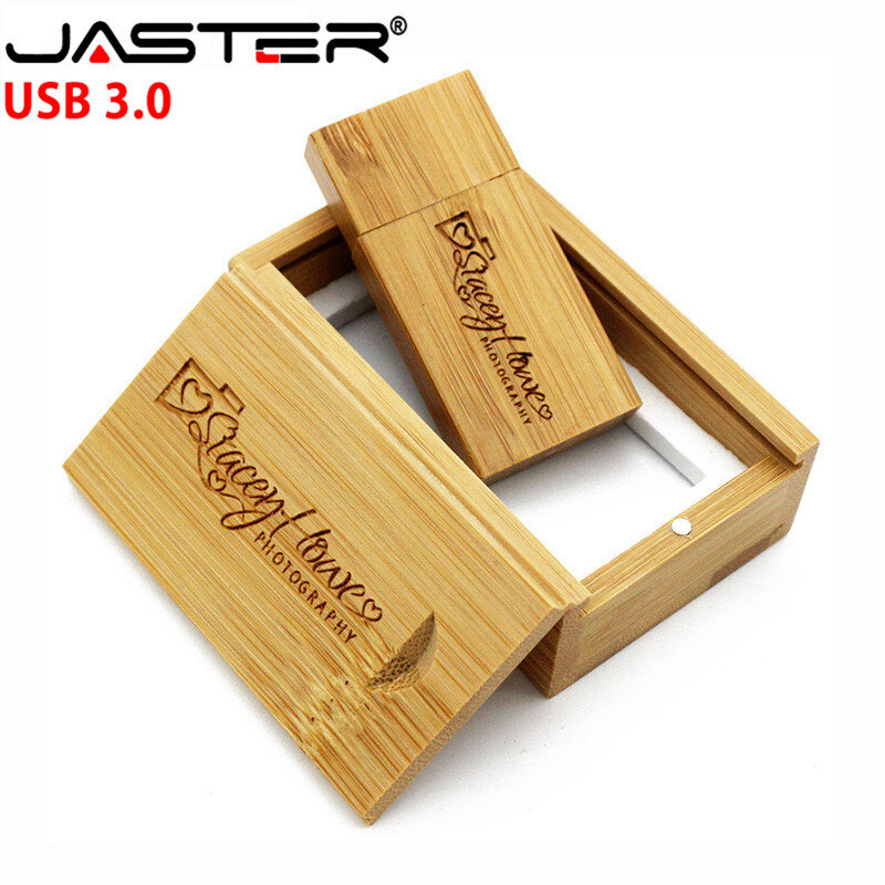 JASTER USB 3.0 madeira usb + caixa de madeira usb flash drive pendrive 4GB 8GB 16GB 32GB 64GB casamento Fotografia presente (grátis logotipo personalizado)
