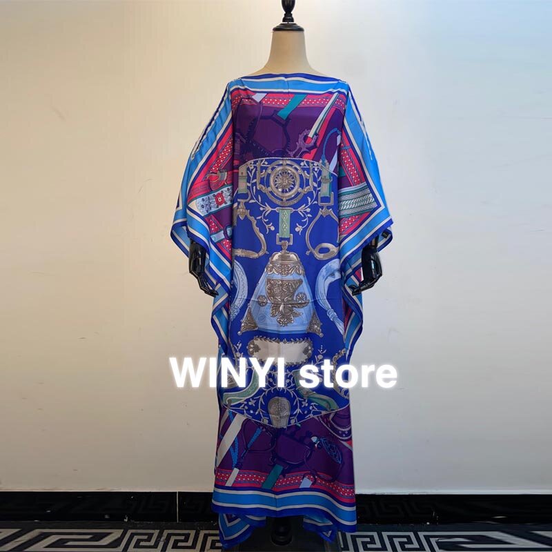 Abaya – Robe maxi en Bazin pour femmes, tenue élégante et ample, style musulman, avec imprimé Dashiki, style bohémien, idéale pour les fêtes et la plage