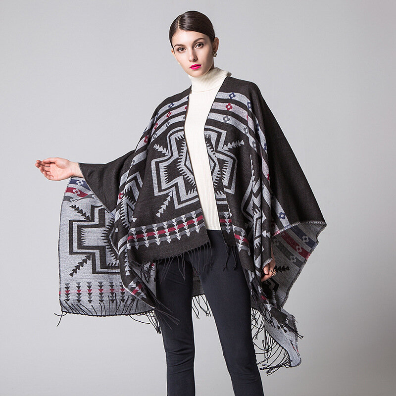 Ponchos de marca de lujo para mujer, bufandas de Cachemira, chales cálidos de invierno, Pashmina gruesa, manta, 2021
