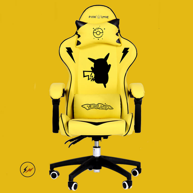 สีชมพูน่ารักการ์ตูนเก้าอี้ห้องนอนสบายเก้าอี้คอมพิวเตอร์บ้านสาว Kursi Gaming เก้าอี้หมุนปรับ Live Gamer ...