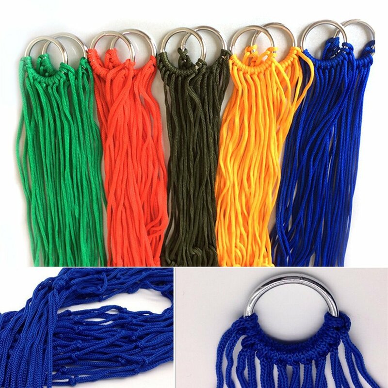 Indoor Outdoor Swing Adult Children Thicken Nylon Fabric Hammock Mesh Net Hang Strong Rope For Travel Camping Beach