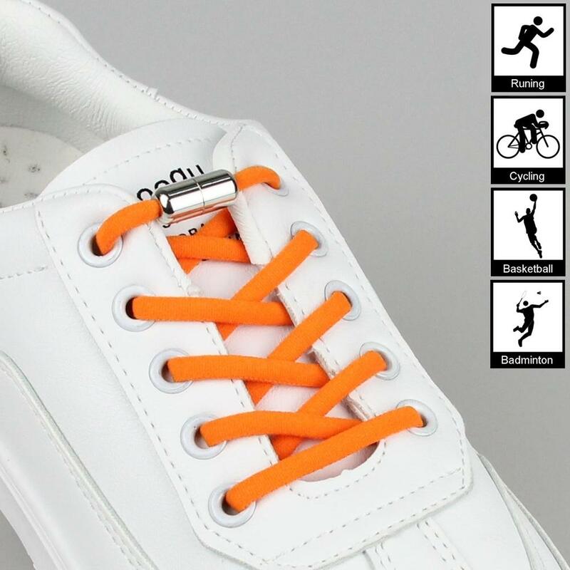 Cordones elásticos redondos para zapatos para hombre y mujer, cordón especial con cierre de Metal, 1 par