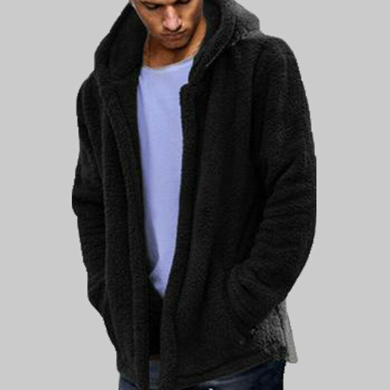 Jaqueta masculina de inverno com capuz, moletom grosso, forro de pele quente, roupas esportivas para homens, casaco