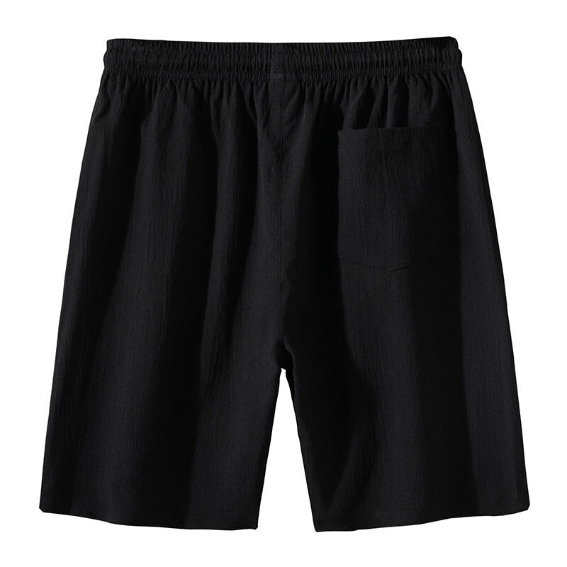Mais tamanho com cordão calças curtas calções de verão respirável fino solto praia shorts dos homens na altura do joelho-comprimento sono bottoms
