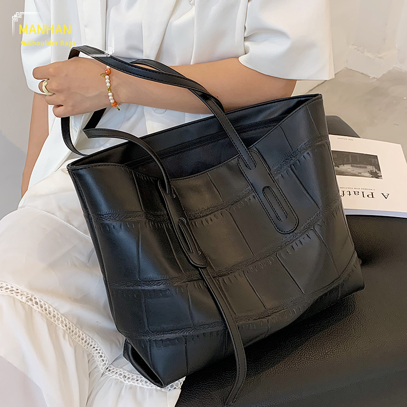 2021, женская сумка-тоут из искусственной кожи с каменным узором, роскошные сумки на плечо, женские сумочки и кошельки, однотонный дизайнерски...