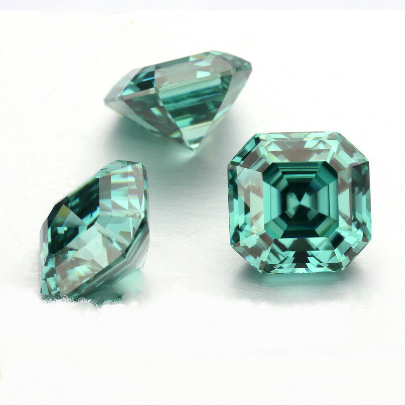 Квадратный зеленый Муассанит, незакрепленный камень 1 карат, алмазные альтернативы, материал для ювелирных изделий на заказ