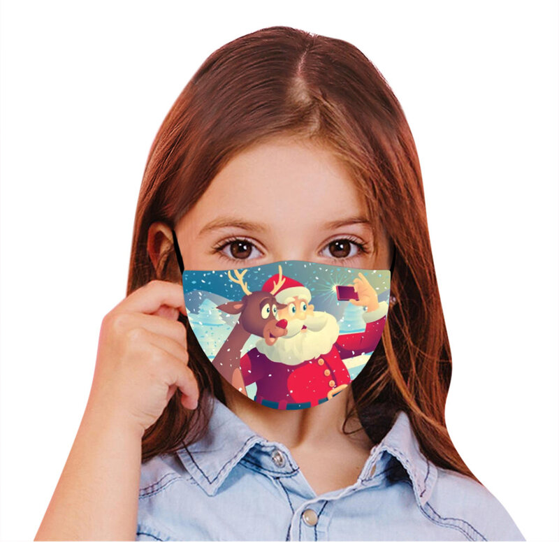 Bambini Svegli Di Stampa Di Natale Maschera Maschera Anti-Inquinamento Nebbia Foschia Regolabile Lavabile Viso Maschera Маска Per Bambini Bocca Maschere di Copertura