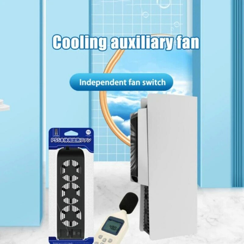 Ventilador de refrigeração vertical fino compatível com ps5 console suporte acessórios portas usb 3.0-preto