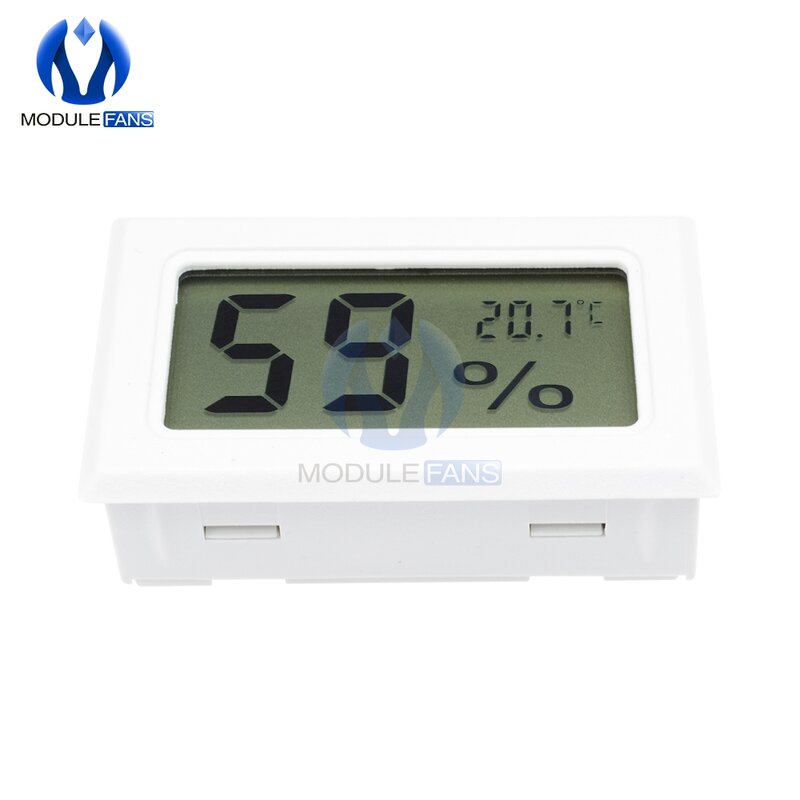 Instrumen Pengukur Kelembaban Sensor Suhu Nyaman Dalam Ruangan Termometer Digital Putih LCD Mini