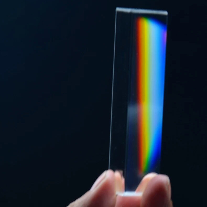 Cristal óptico arcoíris de 25x80mm, para la enseñanza prisma Triangular que refleja el ángulo recto, espectro de luz, prisma Triangular