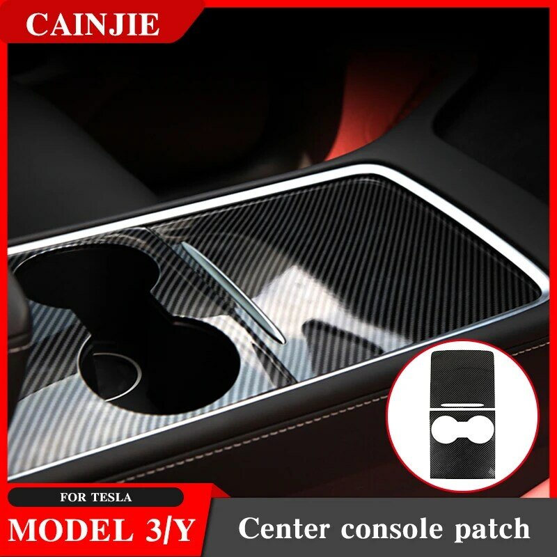 New Model Y Center Console  Sticker For Tesla Model 3 2022 Accessories Carbon Fiber ABS Patch Model Three 2021--2017 Year