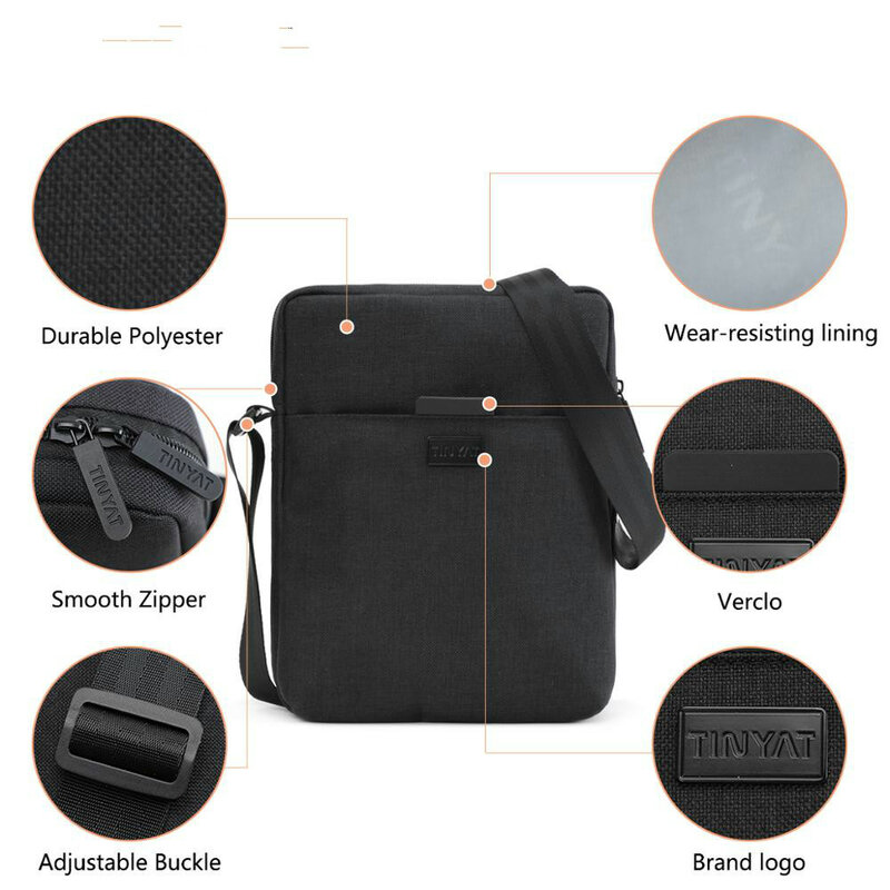 Men's Bags Light Canvas Shoulder Bag for 7.9' Ipad Casual Crossbody Bags Waterproof Business Shoulder Bag for Men