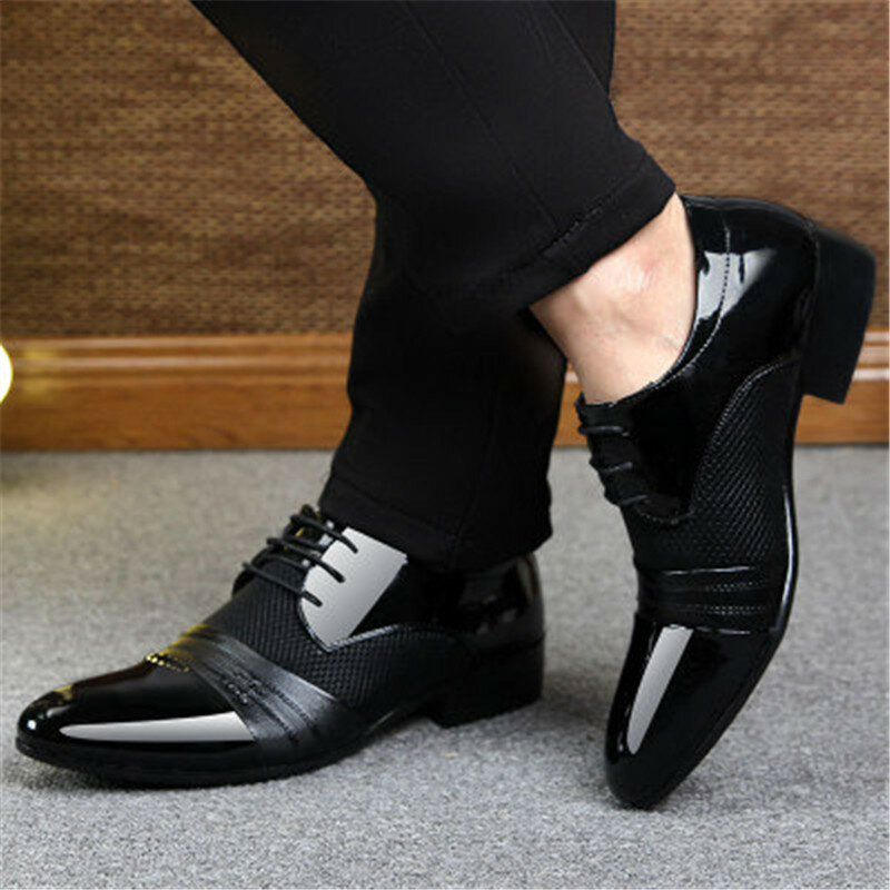 QIYHONG marka mężczyźni ubierają buty Plus rozmiar 38-48 mężczyźni biznes płaskie buty czarny brązowy oddychająca niski Top mężczyźni formalne buty biurowe