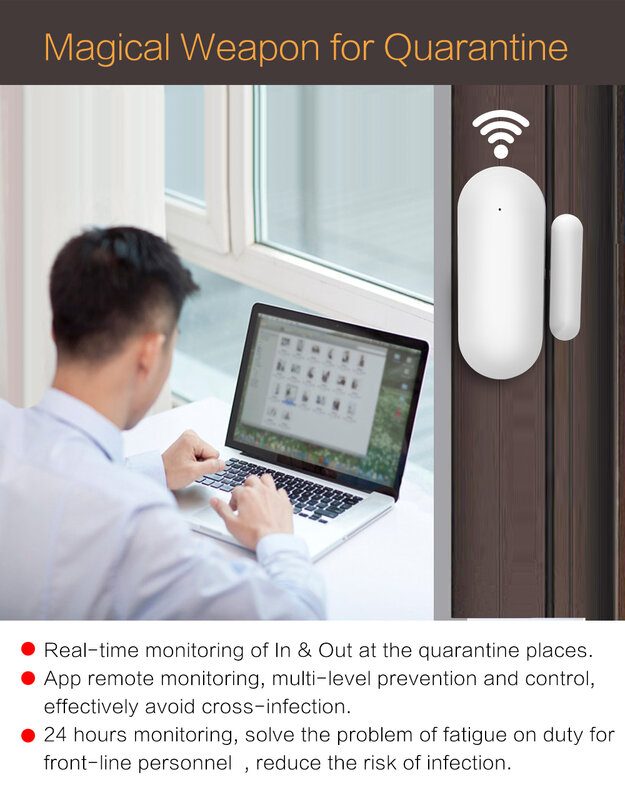 MULO Smart life-Sensor de puerta con WiFi, detector de ventana Tuya, alerta de notificación, alarma de seguridad, funciona con Alexa y Google