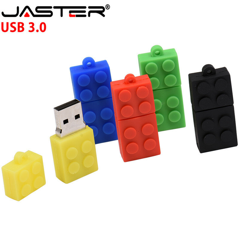 JASTER USB 3.0 Đáng Yêu Khối Xây Dựng Đèn LED Hoạt Hình Dễ Thương Pendrive 4Gb 64Gb 16Gb 32Gb dính Quà Tặng Làm Đẹp Mặt Dây Chuyền