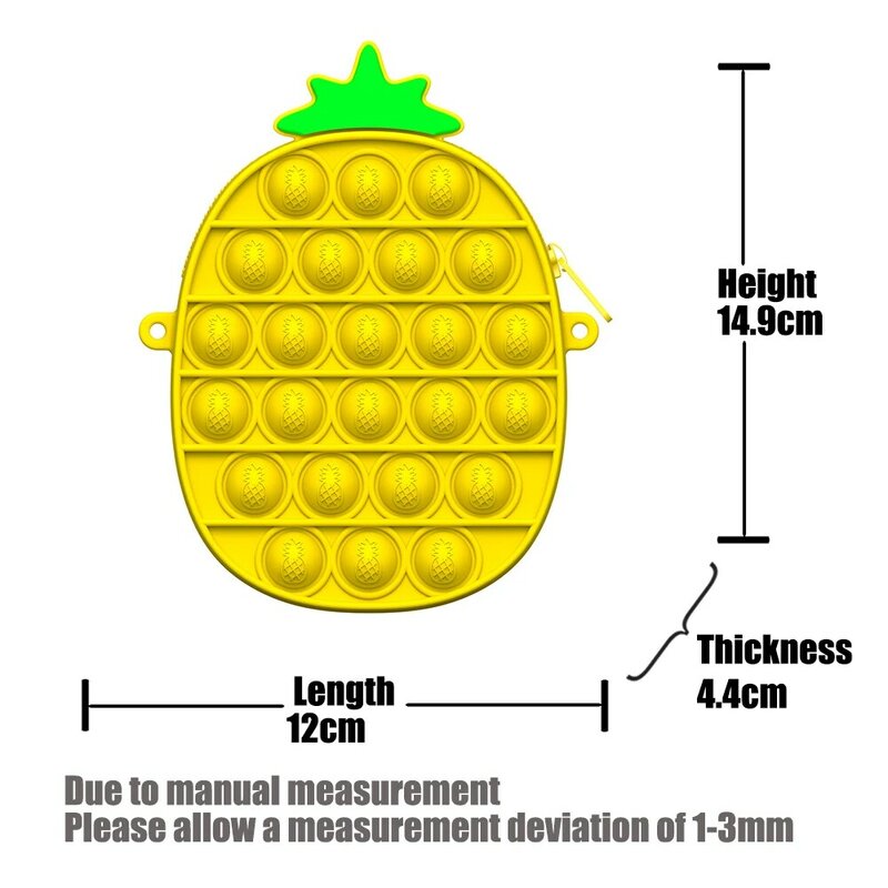 ใหม่สับปะรดสีเหลืองกระเป๋ากระเป๋าสตางค์ Fidget ของเล่น Push Bubble ง่าย Reliever ความเครียดของเล่นเด็ก Sensory เ...