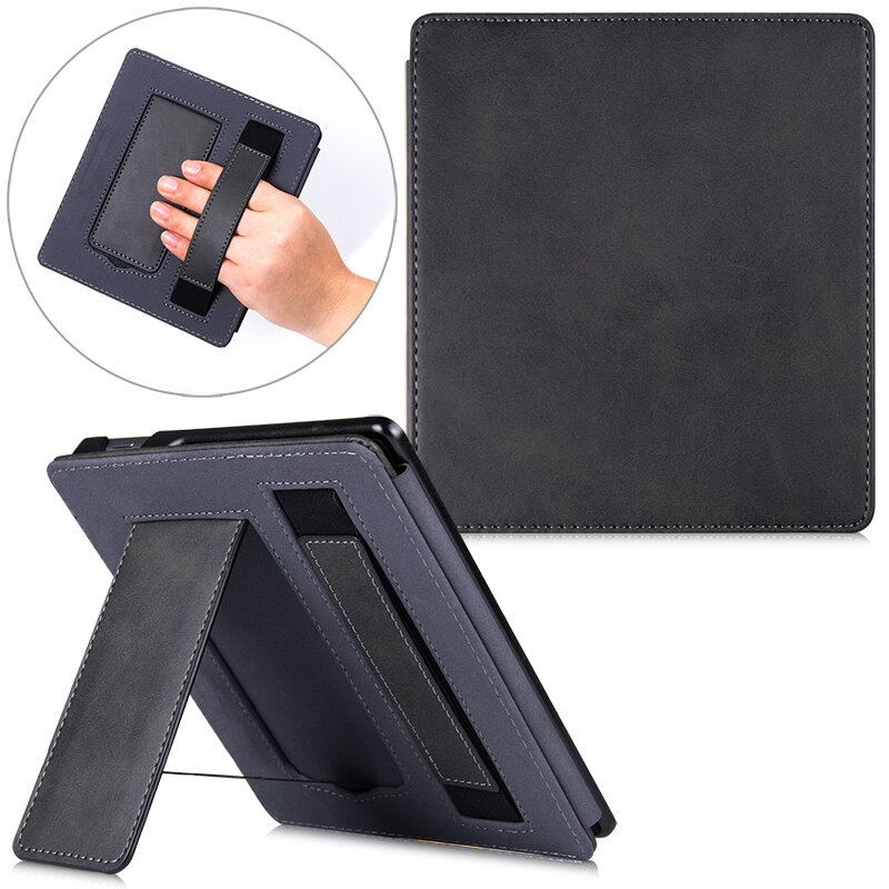 AROITA Stand Case for Kindle Oasis (9th Gen - 2017 and 10th Gen - 2019) - PU Leather Protective Cover with Hand Strap/Sleep Wake