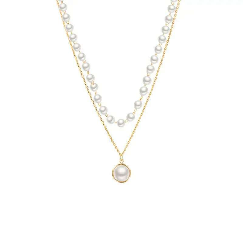 Gargantilla de perlas Kpop para mujer, collar bonito de doble capa, colgante de cadena para mujer, regalo para niñas, joyería 2021