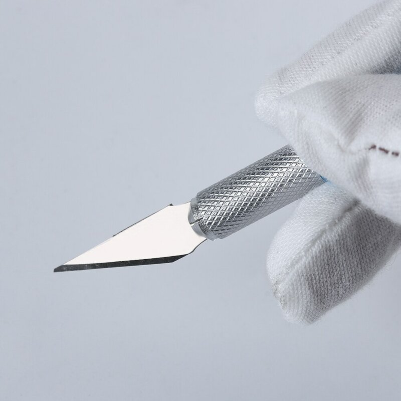 Cortador de grabado con mango de Metal para tallado y escultura, cuchillo antideslizante con hoja de 6 piezas, accesorios de seguridad para cuchillos de papel