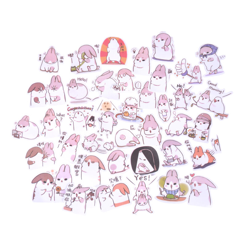 40 개/갑 Kawaii 통통한 토끼 시리즈 애완 동물 스티커 팩 데코 포장 스티커 학교 사무용품