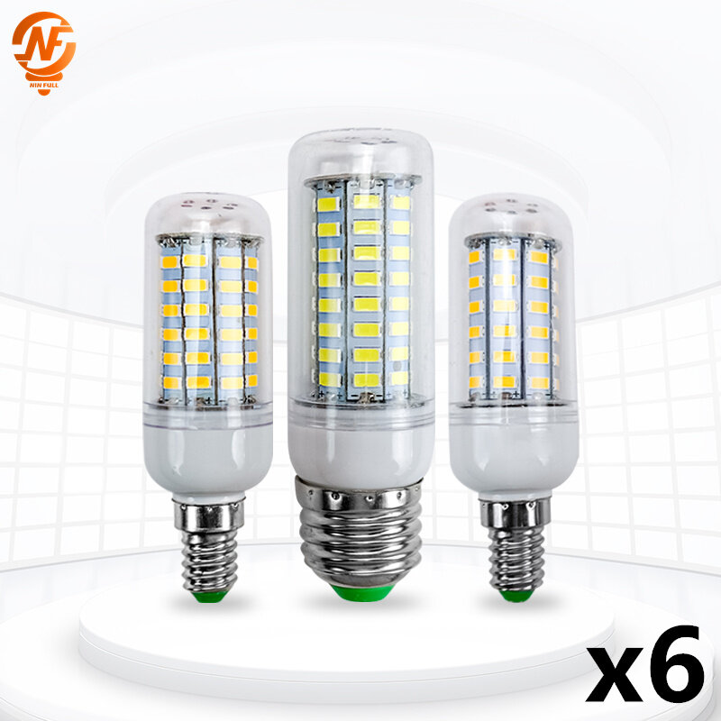 6 sztuk/partia E27 LED kukurydzy światła E14 świeca żarówka LED 24 36 48 56 69 72leds lampa LED 220V 5730 SMD żyrandol Bombillas oświetlenie domu