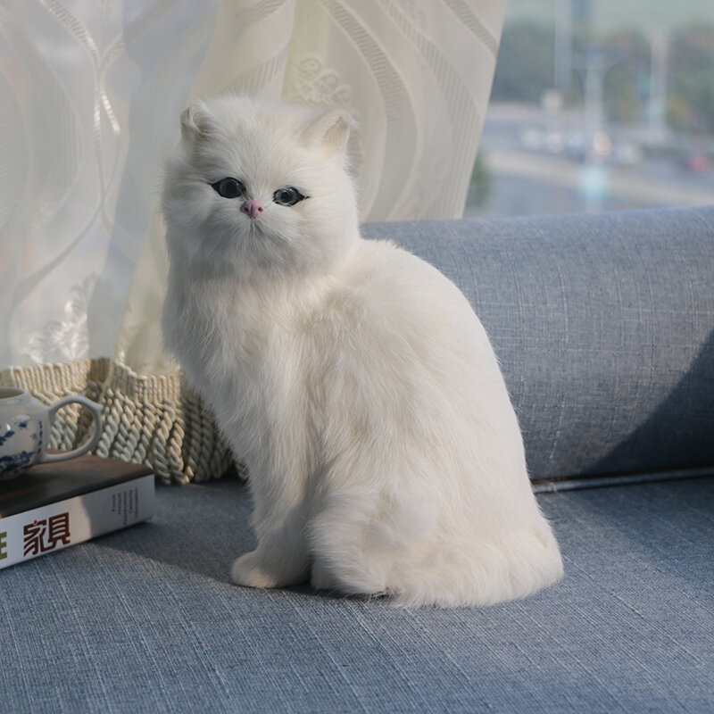 Realistic Cute Simulation Stuffed Plush White Persian Cats Toys Cat Dolls Table Decor Kids Boys Christmas GiftPhotography props,