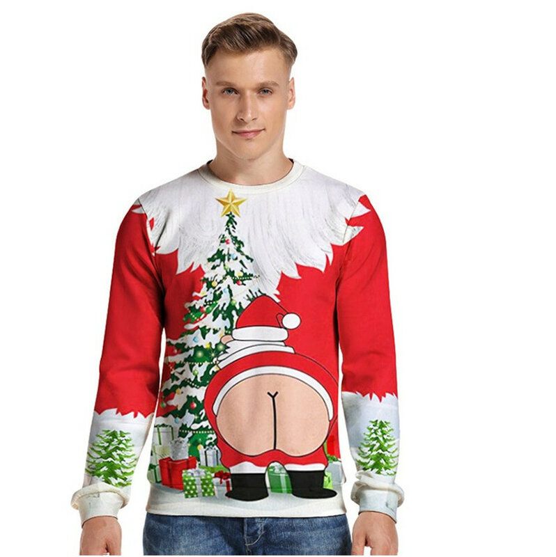 Unisex 추악한 크리스마스 스웨터 3D 인쇄 재미 풀오버 스웨터 점퍼 탑스 크리스마스 남성 여성 휴일 파티 운동복