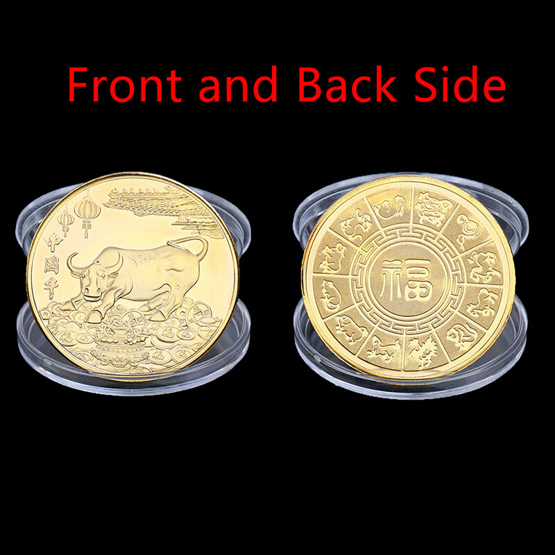2022 nowy rok złota moneta dwanaście zodiak Tiger Ox pamiątkowa kolekcja monet prezent dekoracyjna kolekcja monet dekoracja towarów