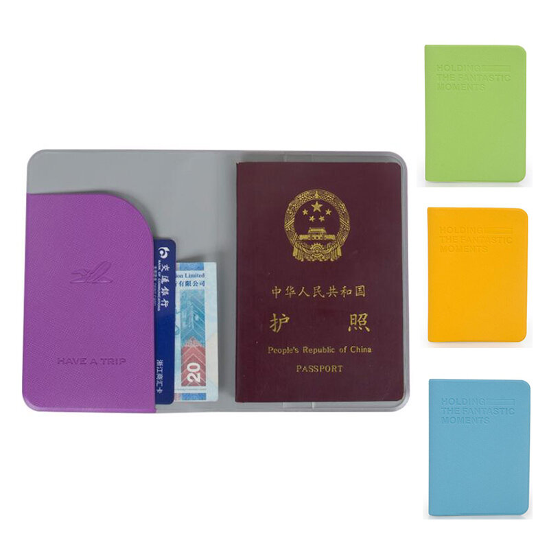 Cute Candy Colours Passport Cover Bag PVC Travel Case Cover Credit Card Business Card Holder for Women Men Passport Wallet Case