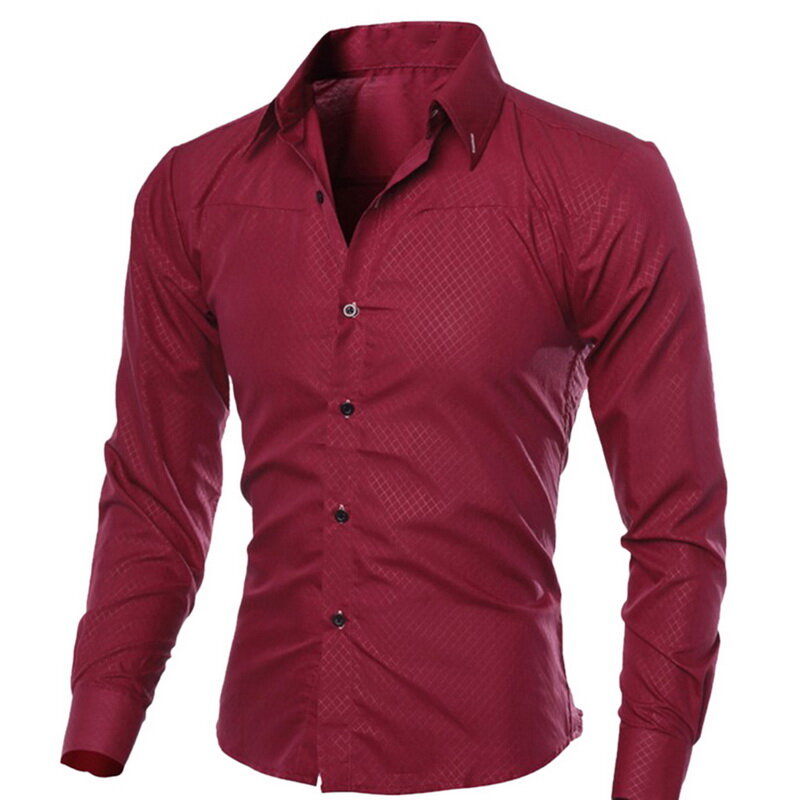 Oeak Mens 긴 소매 셔츠 2019 새로운 패션 격자 무늬 솔리드 컬러 버튼 탑 슬림 맞는 비즈니스 캐주얼 부드러운 통기성 셔츠