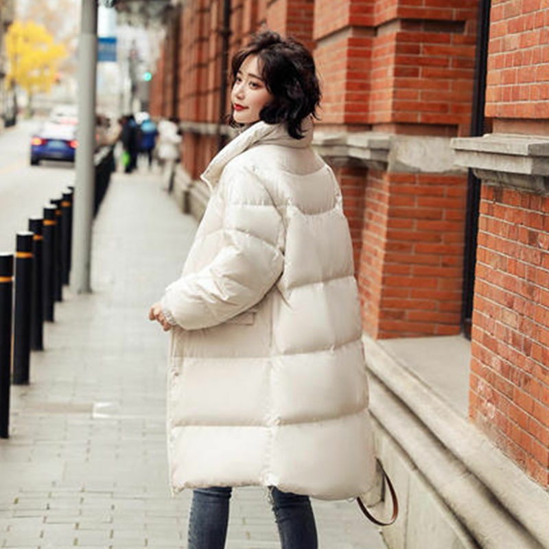 2021 Winter Women's Fashion Long White Duck Down Coats Female Thick Warm Loose Outwear Ladies Solid Color Down Jackets T823