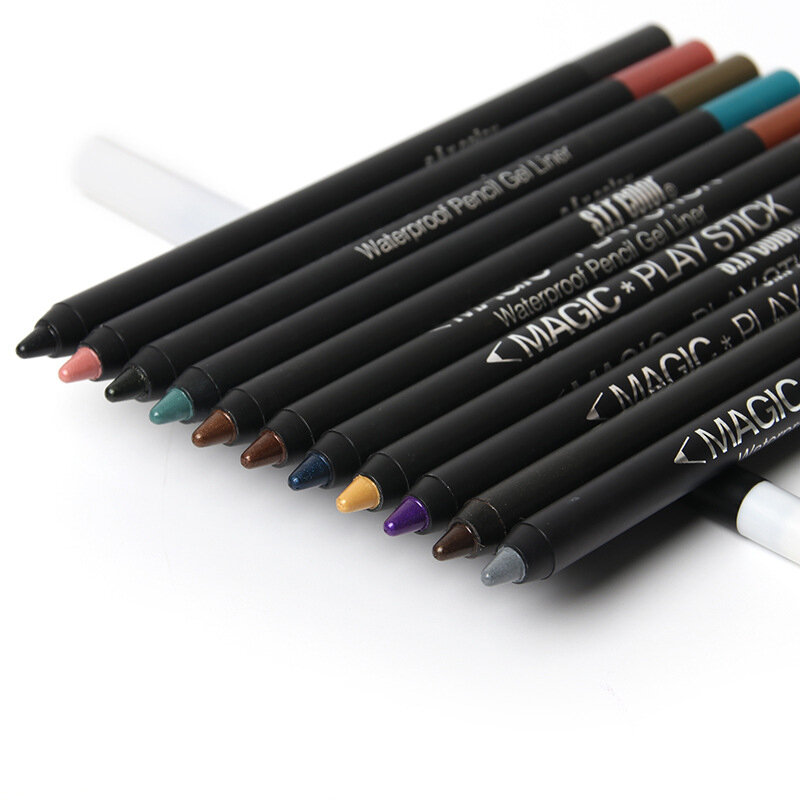 12 Colors Waterproof Shimmer Eyeliner Pencil Cosmetic Glitter Eye Shadow Stick Easy To Wear Lasting Eyes Cosmetics Makeup TSLM1