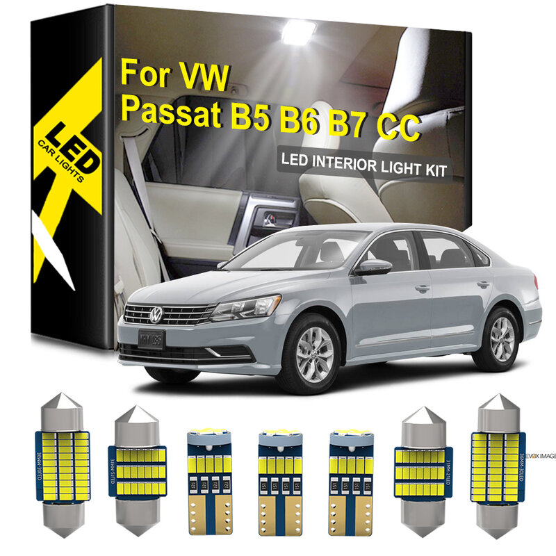 100% branco erro livre interior para volkswagen vw passat b5 b6 b7 cc sedan variante led lâmpada interior mapa dome luz kit (1997-2014)