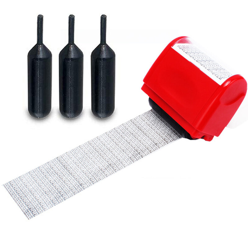 Recargas de tinta negra de 3 piezas para protector de identidad, sello de rodillo de protección contra robo, incluye tres tubos de tinta, 1,5 ml de aceite especial-b