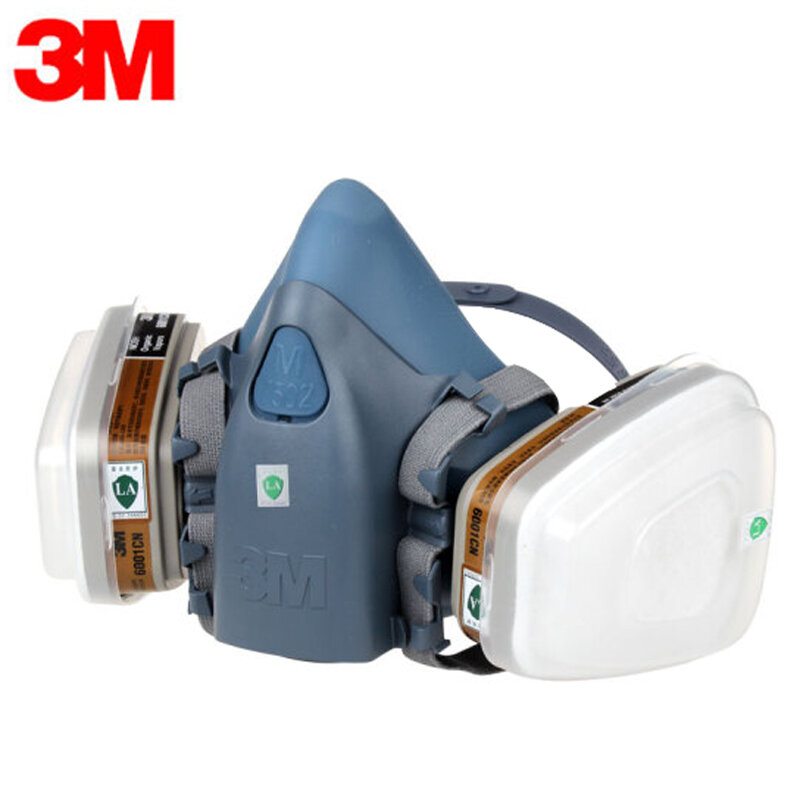 Masque à gaz pour peinture 3M 7502, masque à gaz par pulvérisation chimique, masque de sécurité pour le travail, masque facial anti-poussière, respirateur avec filtre 3M