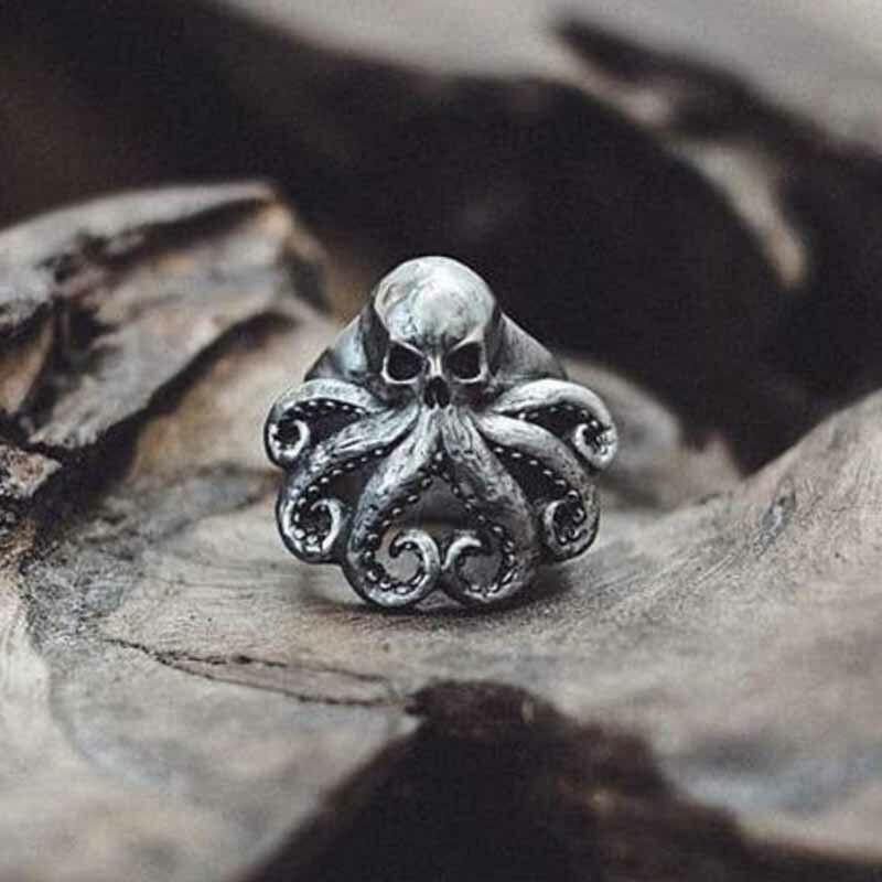 Onlysda คริสต์มาส2020 Charm ฮาโลวีนกะโหลกศีรษะ Octopus Punk สแตนเลส Seaman แหวนผู้ชาย Anel Puck ของขวัญเครื่องประดับสำหร...