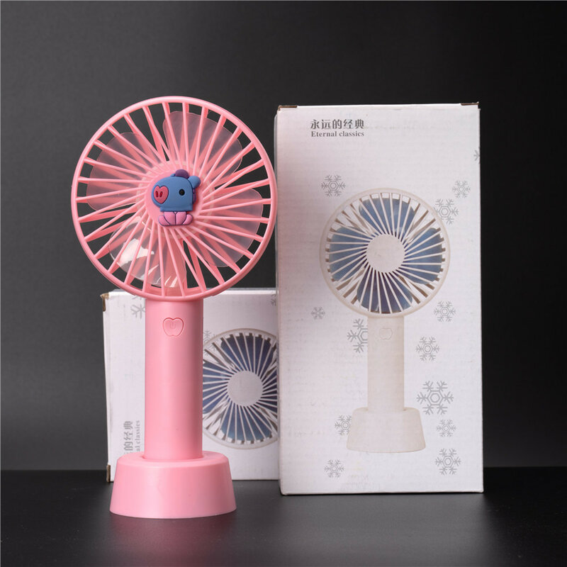 JCBTSHbulletproof youth BT21 baby series handheld mini electric fan charging usb pink summer fan idea