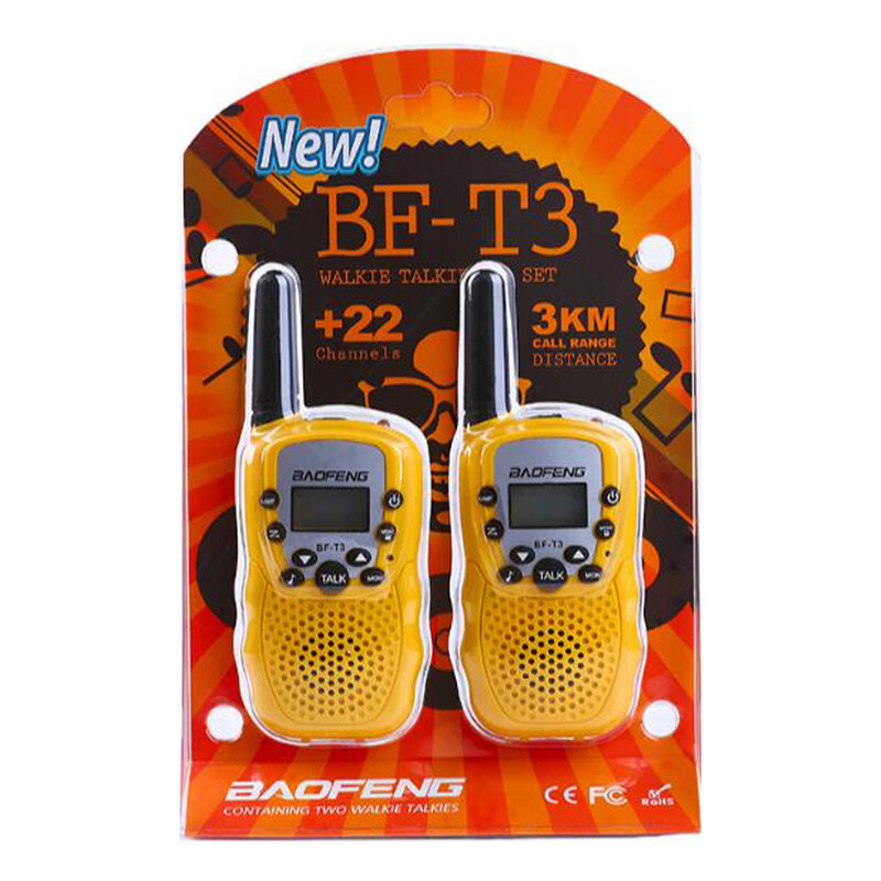 Baofeng-walkie-talkie portátil para niños, Radio con 10 tonos de llamada, BF-T3, UHF, 462-467MHz, 22 canales, 2 unids/set