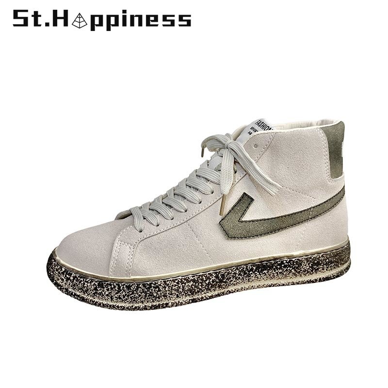 2021 New Winter Men Shoes Fashion Leather High Top Casual Shoes Outdoor Non Slip Sports Shoes Classic Lace Up Board Sneakers