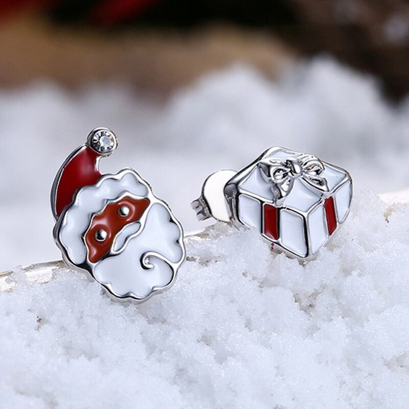 Fashion Snowman Stud Earrings For Women Cute Elk Hat Shape Colorful Jewelry Earring Simple Accessories Merry Christmas Best Gift