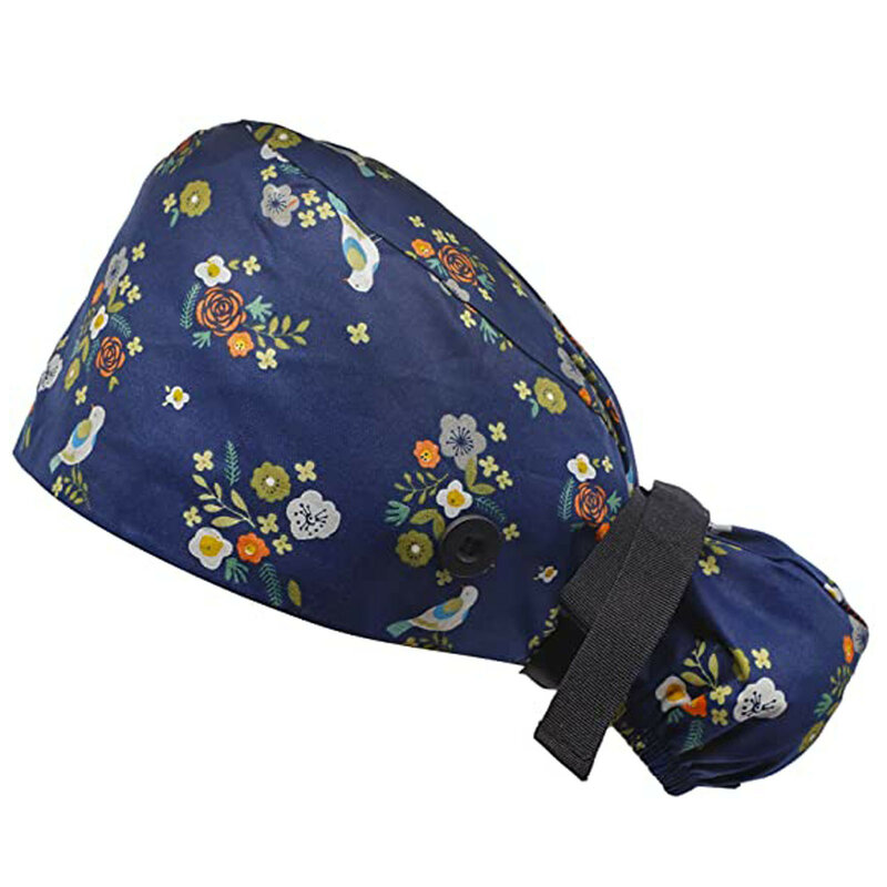 Unisexe infirmière casquettes avec boutons réglable coton impression chapeaux haute qualité Sweat-élastique multicolore bandeau Bouffant chapeaux