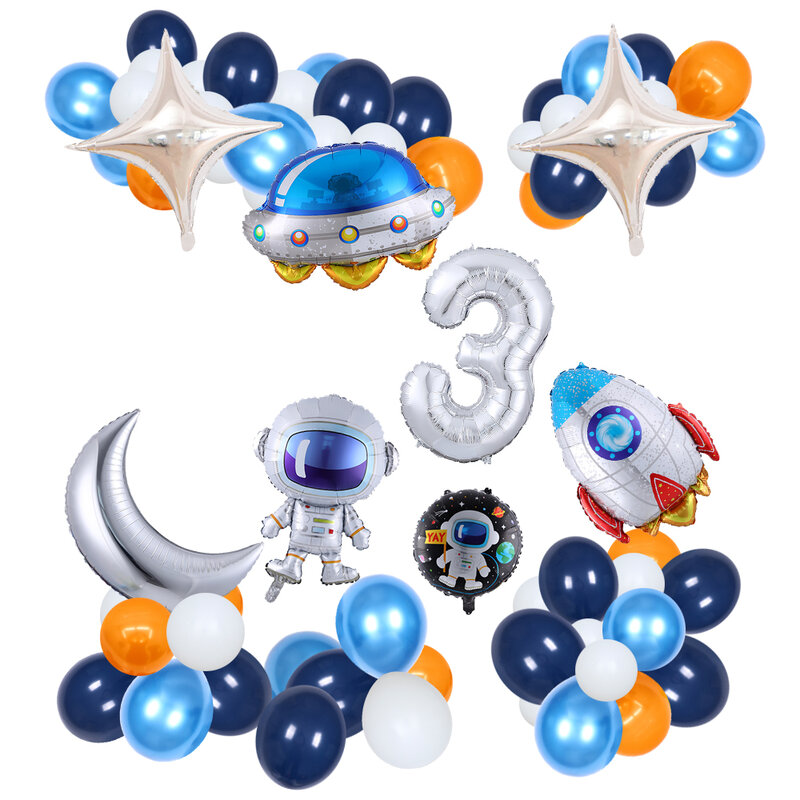48Pcs Outer Space Party Astronaut Ballonnen Zonnestelsel Thema Decor Baby Shower Verjaardagsfeestje Decoratie Benodigdheden Helium Globos