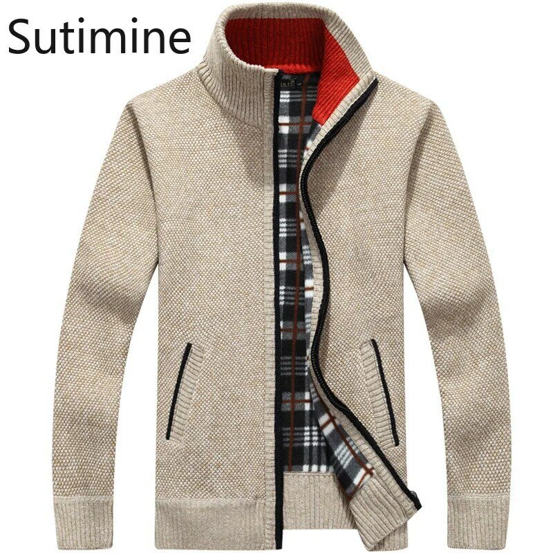 Casaco masculino outerwear & casacos soltos camisola masculina cardigan sólido jaqueta de inverno com zíper homem jaqueta casual tricô camisa