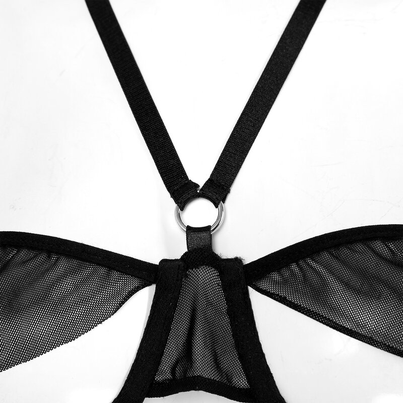 حمالة صدر سوداء مع ملابس داخلية للنساء من Underwire حمالة صدر شبكية شفافة قابلة للضبط حمالة صدر مثيرة بنصف كوب ملابس داخلية مفتوحة من الحلمة