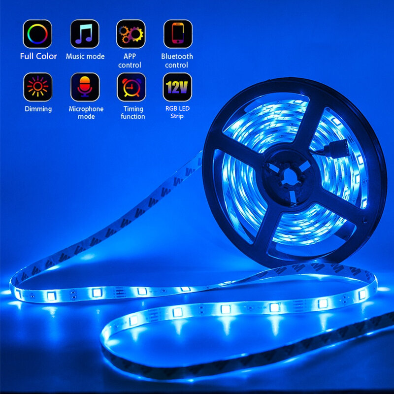 Bandes lumineuses Led flexibles avec télécommande Wifi et Bluetooth, rvb, rétro-éclairage décoratif pour la chambre à coucher