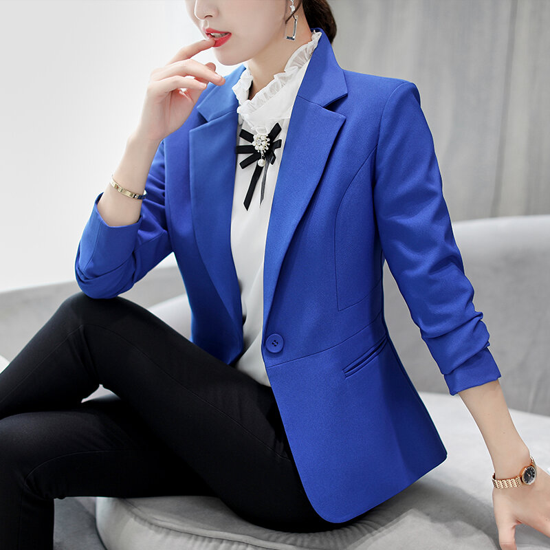 新 2020 春夏ファッション韓国ルースサイズスリムスーツ婦人トップススーツカジュアル長袖ブレザー 29 グラム